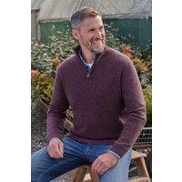 WoolOvers Men's Mens Lambswool Zip Neck Jumper in Maroon | Size: Medium