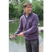 WoolOvers Men's Mens Lambswool Zip Neck Jumper in Purple | Size: XL