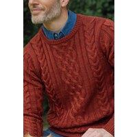WoolOvers Men's Pure Wool Aran Sweater in Dark Red | Size: XL