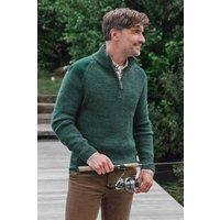 WoolOvers Men's Pure Wool Hill Walker Jumper in Green | Size: 2XL