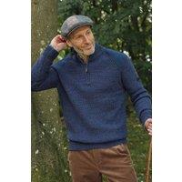 WoolOvers Men's Pure Wool Hill Walker Jumper in Blue | Size: Small