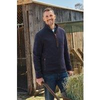 WoolOvers Men's Cotton Half Zip Fleece in Navy | Size: 2XL