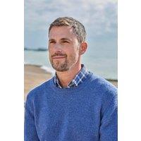 WoolOvers Men's 100% Lambswool Crew Neck Jumper in Mid Blue | Size: XL