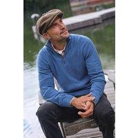 WoolOvers Men's Mens Lambswool Zip Neck Jumper in Mid Blue | Size: Medium