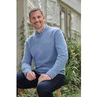 WoolOvers Men's 100% Lambswool Crew Neck Jumper in Blue | Size: Medium