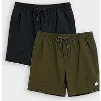 Threadbare Men's 2-Pack Stripe Seersucker Swim Shorts | Size: Small
