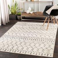 Livabliss Pisa-Geometric Black Off-White Grey Living Dining Bedroom Rug in Light Grey | Size: 80 cm x 220 cm