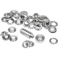RAPID Grommets 12 X 23Mm (25) + Metal Anvil & Hammer in Silver