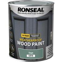 Ronseal 10 Year Weatherproof Wood Paint Sage Satin 750ml