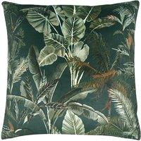 Evans Lichfield Kibale Jungle Leaves Hand-Painted Printed Piped Cushion | Size: 43 cm x 43 cm