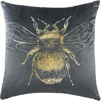 Evans Lichfield Gold Bee Velvet Cushion in Grey