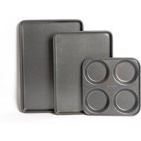 MasterClass 3pc Non-Stick Bakeware Set with 2x Baking Trays & 4-Hole Yorkshire Pudding Pan | Size: Large