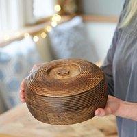 Paper High Makula Natural Mango Wood Bowl with Lid | Size: Medium
