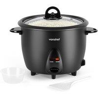 VonShef 1.8L Electric Rice Cooker with Keep Warm Function & Non-Stick Pot in Black