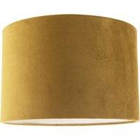 Happy Homewares Designer Soft Velvet Fabric Round Lamp Shade for Table or Pendant in Mustard | Size: 12 inches