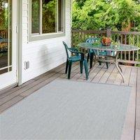 THE RUGS Outdoor Indoor Plain Garden Patio Rug Weather Resistant Jet Washable in Grey | Size: 80 cm x 150 cm
