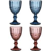 Dibor Set of 4 Vintage Luxury Spring Summer Sapphire Blue & Rose Quartz Drinking Wine Glass Wine Goblets Wedding Gift 350ml in Pink | Size: 4 Pack