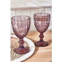 Dibor Set of 2 Vintage Luxury Spring Summer Rose Quartz Drinking Glass Wine Goblets Wedding Gift 350ml in Pink | Size: 2 Pack