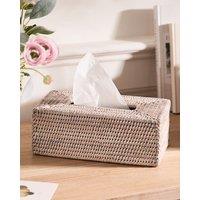 Dibor Traditional White Rattan Tissue Box Cover in Natural