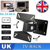 ATEK TV Wall Bracket 10 Swivel & Tilt TV Wall Mount 14-26 Inch, Fixed Solid Mount Holds Up to 35 lbs/15kg, with VESA 75/100mm in Black