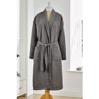 Allure Bath Fashions Unisex Lightweight Waffle Bathrobe, Spa Dressing Gown Kimono in Dark Grey | Size: Large/XL