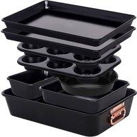 Gr8 Home 8pc Non Stick Bakeware Set Stackable Oven Pans in Black