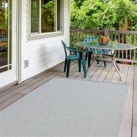 THE RUGS Outdoor Indoor Grey Plain Rug Weather Resistant Jet Washable | Size: 80 cm x 150 cm