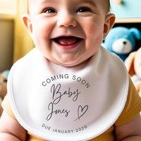 Aye Do Gifts Personalised Coming Soon Baby Outfit: Bib in White