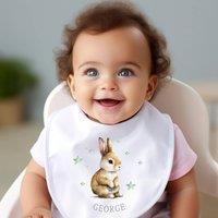 Aye Do Gifts Personalised Bunny Baby Outfit: Bib in White