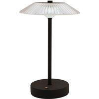 Hestia Black Ribbed Glass USB LED Touch Table Lamp