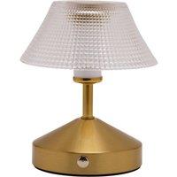 Hestia Small Etched Glass Bronze USB LED Touch Table Lamp in Gold