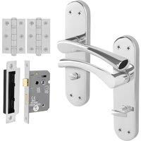 AFIT Chrome Twist Bathroom Handle WC Lock Hinges Novi Backplate in Metallic Silver | Size: 150mm x 150mm