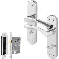 AFIT Chrome Twist Bathroom Handle WC Lock Novi Backplate 1 Pair in Metallic Silver | Size: 150mm x 150mm