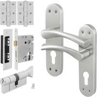 AFIT Satin Nickel Euro Thumbturn Cylinder Handle Lock Hinges Novi in Metallics | Size: 150mm x 150mm