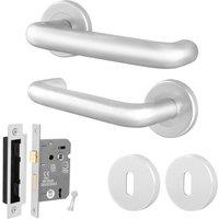 AFIT Satin Aluminium Return to Door Handles Sash Lock Key in Silver | Size: 150mm x 150mm