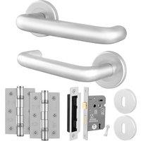AFIT Satin Aluminium Return to Door Handles Sash Lock Hinges in Silver | Size: 150mm x 150mm