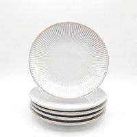 Glim & Glam Reactive Cream Glaze Dinnerware Dessert Plate 6pc Set 20.5cm
