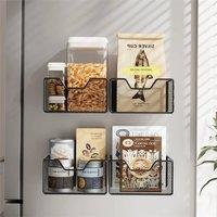Nordara 2 Pack Magnetic Basket Organizer Metal Magnetic Shelf Holder in Black | Size: 100 cm x 15 cm
