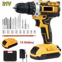 Nordara 1 Battery 21V Cordless Drill Combi Driver Electric Screwdriver Set in Yellow | Size: 1000mm 10000mm