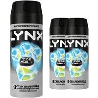 Lynx Men's Ice Chill Body Spray 48H High Definition Deodorant 150ml, 3 Pack in Black