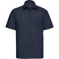 Russell Men's Collection Short Sleeve Poly-Cotton Easy Care Poplin Shirt in Navy | Size: 18 inches