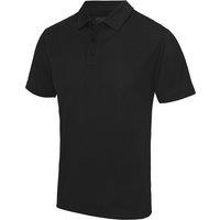 AWDis Men's Just Cool Plain Sports Polo Shirt in Black | Size: 5XL