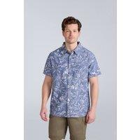 Animal Men's 'Jamie' Hibiscus Print Lightweight Short Sleeve Cotton Shirt in Dark Blue | Size: Large