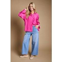 Dorothy Perkins Women's Oversized Lightweight Shirt in Hot Pink | Size: 16