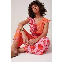 Klass. Women's Paisley Printed Cropped Top in Pink | Size: 16