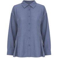 MixRay Women's Fitted Textured Button-Up Shirt in Navy | Size: Large