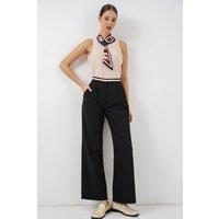Big Dart Women's High Waist Wide Leg Trousers with Pockets in Black | Size: Small
