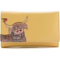 Mala leather Women's Highland Cow & Robin RFID Matinee Purse in Yellow