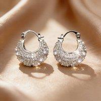 PEACH ACCESSORIES Women's Crystal Jewelled Crescent Hoops Earrings in Silver