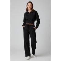 STYLEWISE Women's Top & Fleece Trouser Co-ord - Buttoned Collar - Co-ord Set in Black | Size: Medium